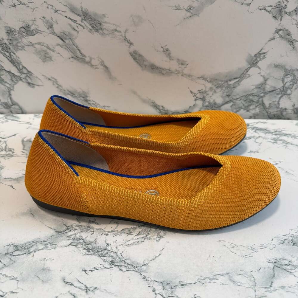 Rothys Women 8 The Flat Round Toe Marigold Yellow Slip On Casual Comfort Shoe